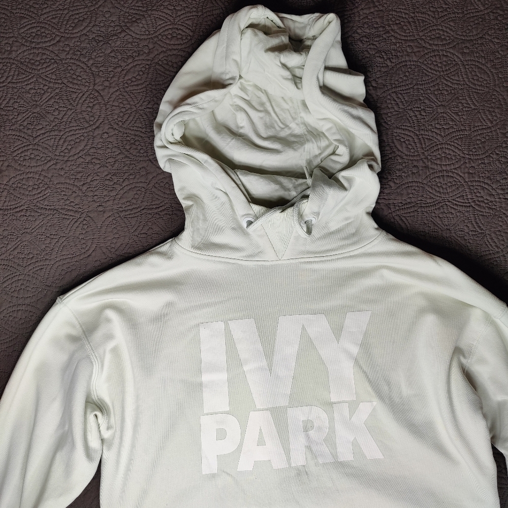Adidas Ivy Park X Crop Hoodie Sweatshirt Womens Size XS Pale Mint Green Grunge - Picture 4 of 12